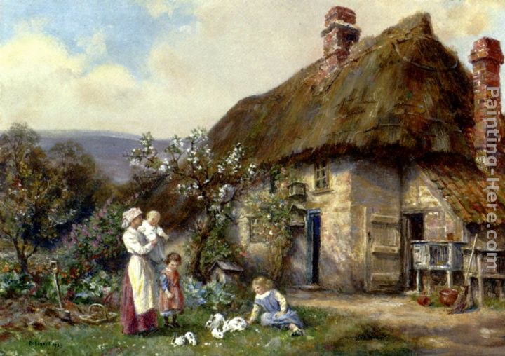 Frank Moss Bennett In A Cottage Garden